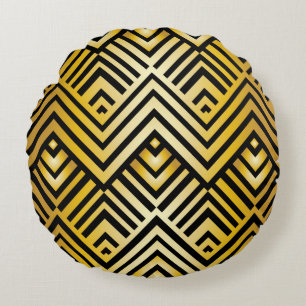 Abstract geometric pattern in art-deco style, vint round cushion
