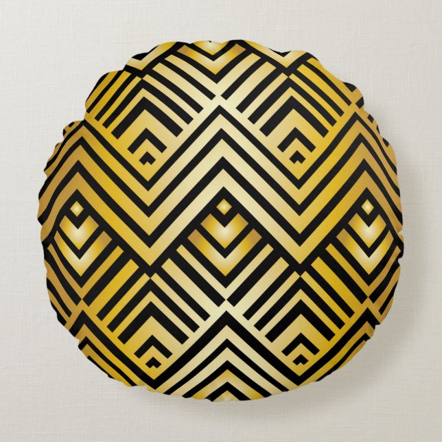 Abstract geometric pattern in art-deco style, vint round cushion (Front)