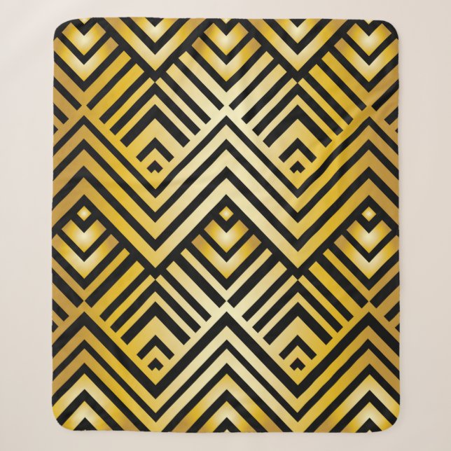Abstract geometric pattern in art-deco style, vint sherpa blanket (Front)