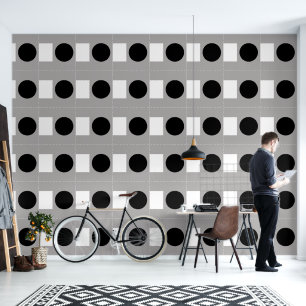 Abstract Geometric Pattern in Black and White Wallpaper