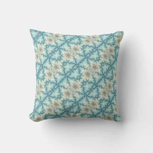 Abstract geometric pattern in blue and grey cushion (Front)