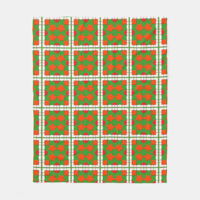 Abstract Geometric Pattern in Bold Colours Fleece Blanket (Front)