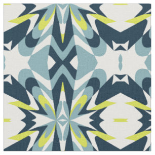 Abstract Geometric Pattern in Navy, Teal, and Lime Fabric