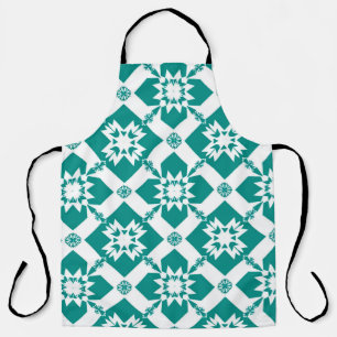 Abstract Geometric Pattern in White and Green Apron