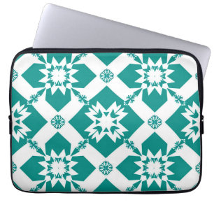 Abstract Geometric Pattern in White and Green Laptop Sleeve