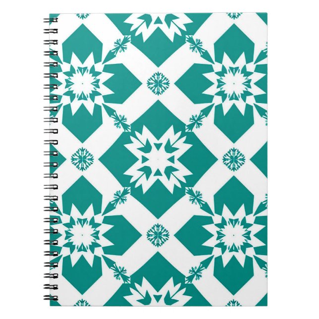 Abstract Geometric Pattern in White and Green Notebook (Front)
