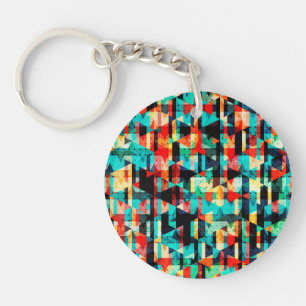 Abstract geometric pattern key ring