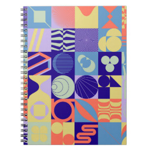 Abstract geometric pattern made with simple shapes notebook