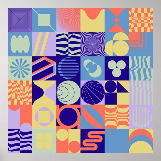 Abstract geometric pattern made with simple shapes poster (Front)