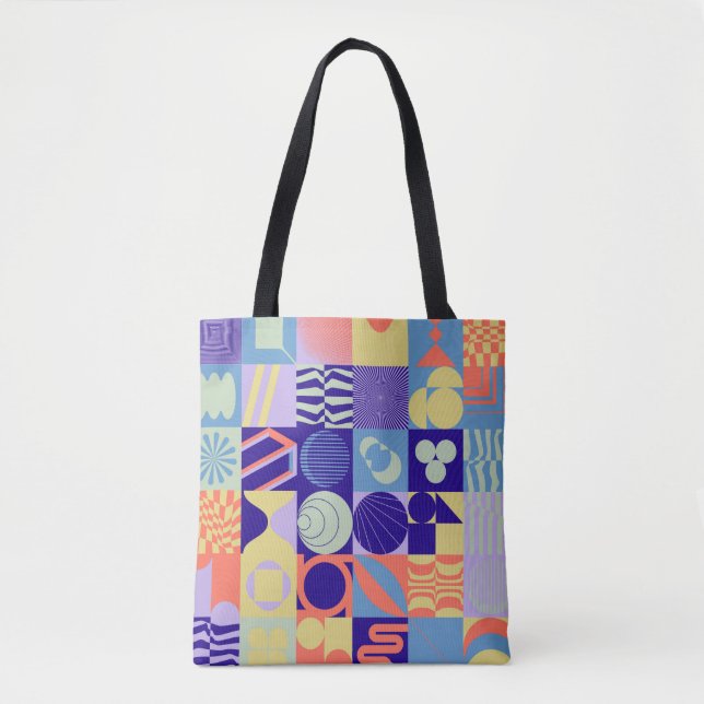 Abstract geometric pattern made with simple shapes tote bag (Front)