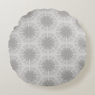 Abstract Geometric Pattern Michigan Petoskey Stone Round Cushion
