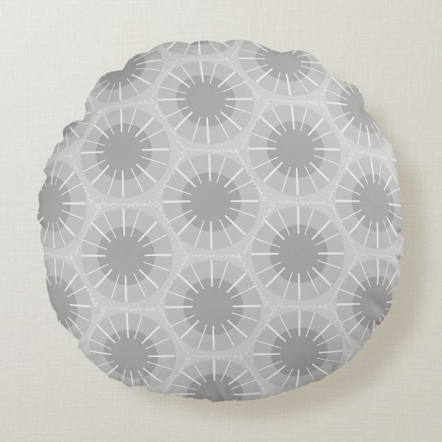 Abstract Geometric Pattern Michigan Petoskey Stone Round Cushion (Front)