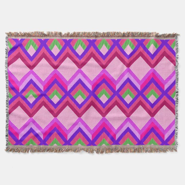 Abstract Geometric Pattern Modern Cosy Home 🟣 Throw Blanket (Front)