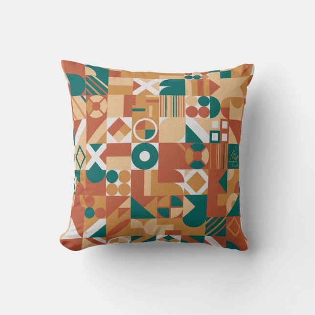Abstract geometric pattern. Multicolor Figures. Te Cushion (Front)