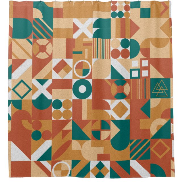Abstract geometric pattern. Multicolor Figures. Te Shower Curtain (Front)
