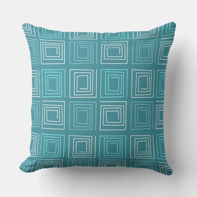 abstract geometric pattern of light blue retro cushion (Front)