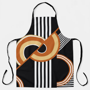 Abstract geometric pattern on black. Vintage Illus Apron