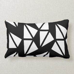Abstract geometric pattern pillow black and white