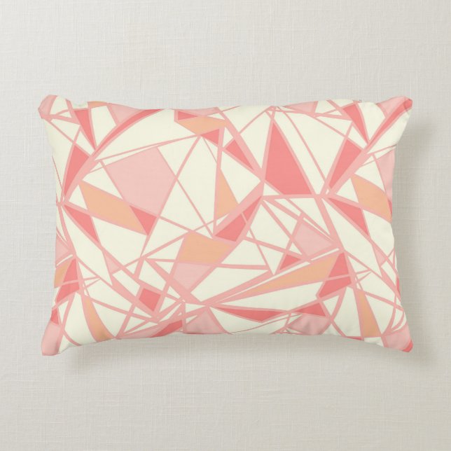 Abstract geometric pattern pink beige decorative cushion (Front)