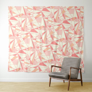 Abstract geometric pattern pink beige tapestry