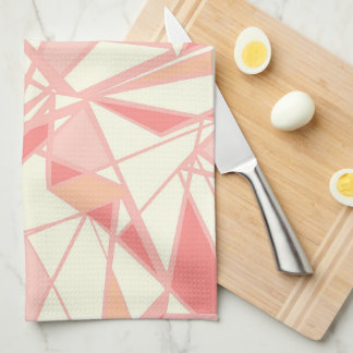 Abstract geometric pattern pink beige tea towel