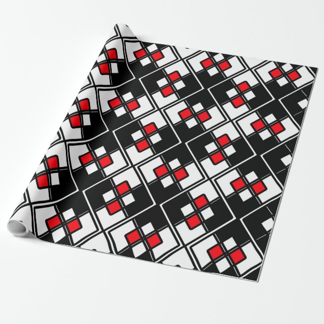 Abstract geometric pattern - red, black and white. wrapping paper (Unrolled)