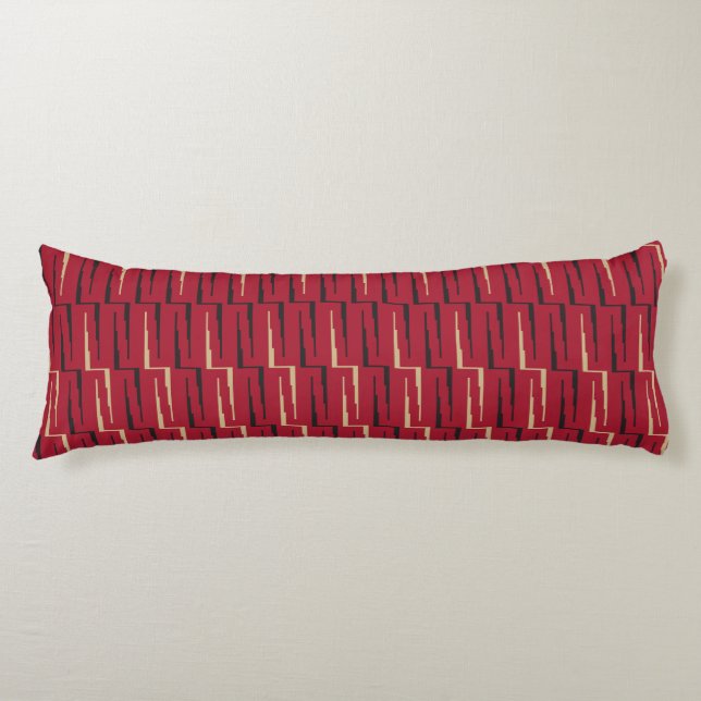Abstract Geometric Pattern Red Body Cushion (Front)