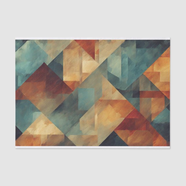 Abstract Geometric Pattern - Red, Teal, Yellow  Tissue Paper (Front)