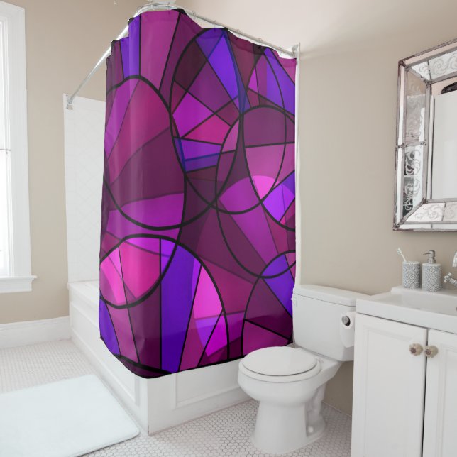 Abstract geometric pattern shower curtain (In Situ)