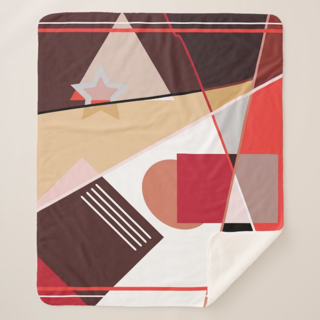 Abstract geometric pattern,  silk scarf shawl desi sherpa blanket (Front)