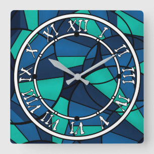 Abstract geometric pattern square wall clock