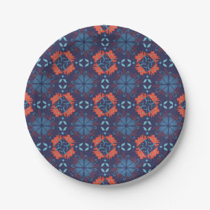 Abstract geometric pattern with alternating red paper plate
