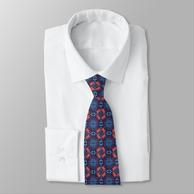 Abstract geometric pattern with alternating red  tie (Tied)