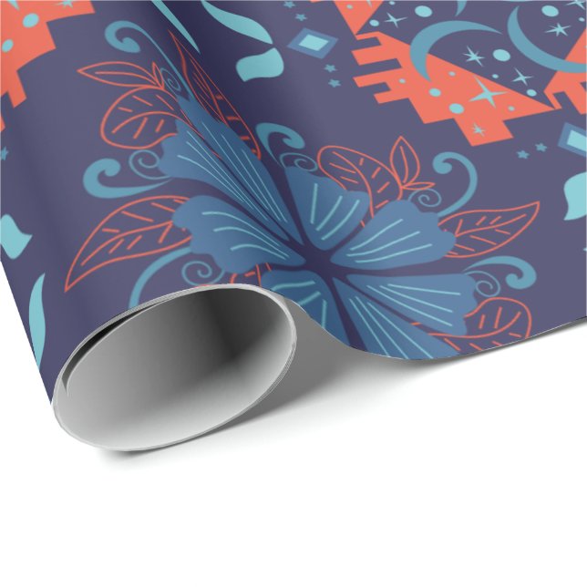 Abstract geometric pattern with alternating red  wrapping paper (Roll Corner)