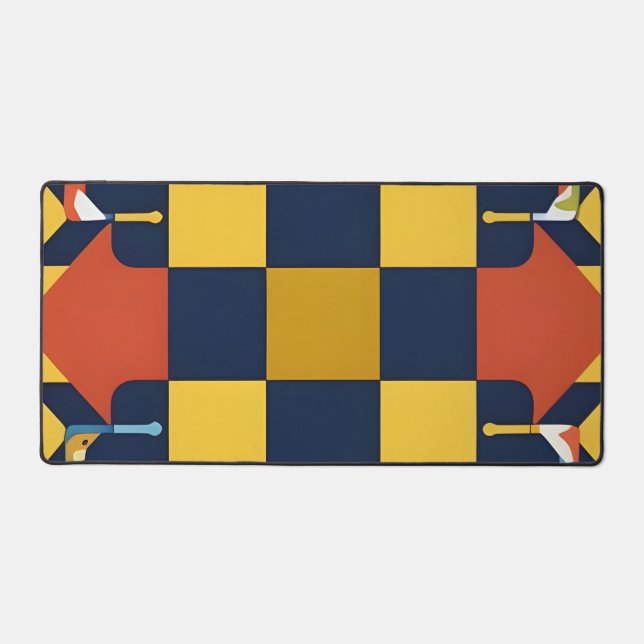 Abstract Geometric Pattern with Arrows Desk Mat (Front)
