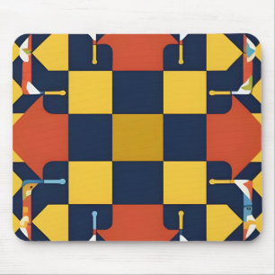 Abstract Geometric Pattern with Arrows Mouse Pad