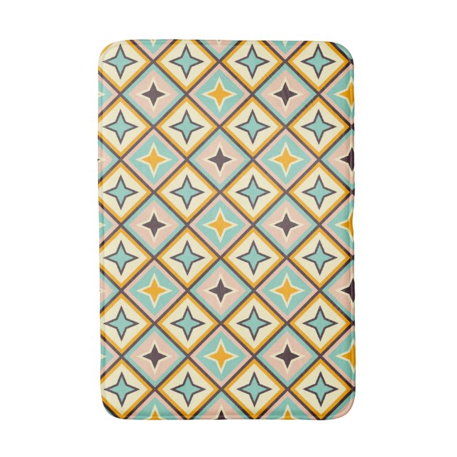 Abstract geometric pattern with diamond shapes bath mat (Front Vertical)