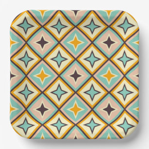 Abstract geometric pattern with diamond shapes paper plate