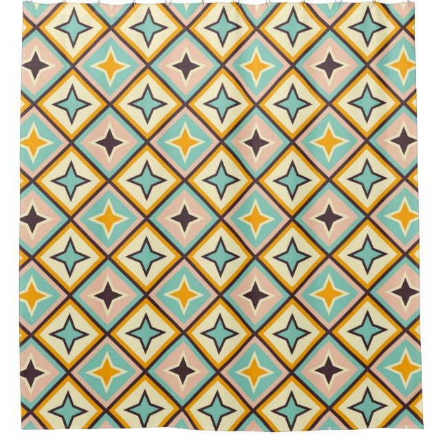 Abstract geometric pattern with diamond shapes shower curtain (Front)