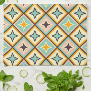 Abstract geometric pattern with diamond shapes tea towel