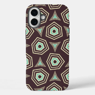 Abstract geometric pattern with layered pentagons iPhone 16 plus case