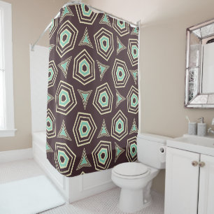 Abstract geometric pattern with layered pentagons shower curtain