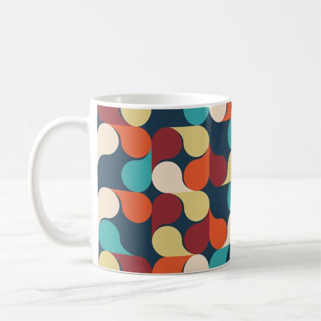 Abstract Geometric Pattern with leaves, drops. Col Coffee Mug (Left)