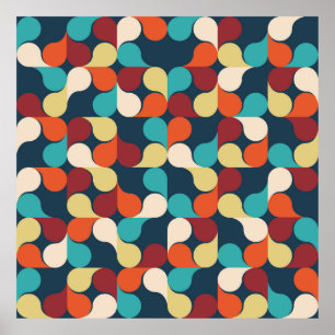 Abstract Geometric Pattern with leaves, drops. Col Poster