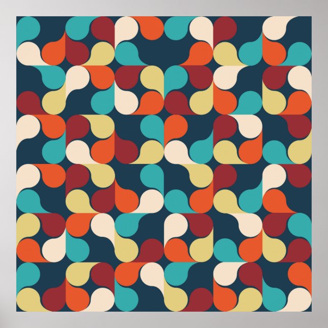 Abstract Geometric Pattern with leaves, drops. Col Poster (Front)