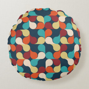 Abstract Geometric Pattern with leaves, drops. Col Round Cushion