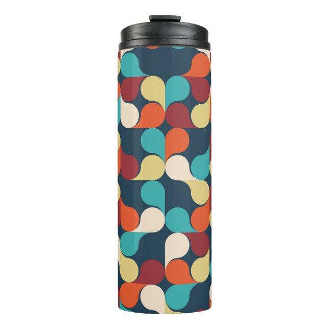 Abstract Geometric Pattern with leaves, drops. Col Thermal Tumbler (Front)