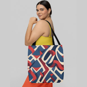 Abstract geometric pattern with overlapping shapes tote bag