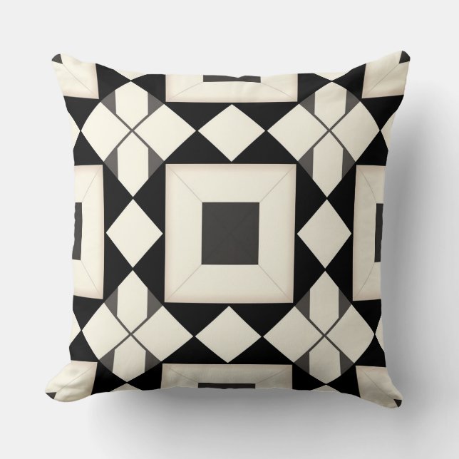 Abstract Geometric Pattern with Retro Tones Cushion (Front)