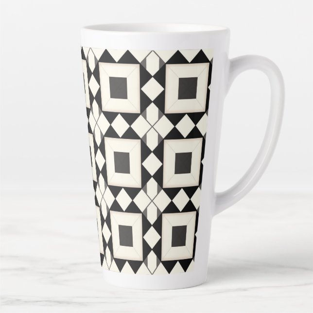 Abstract Geometric Pattern with Retro Tones Latte Mug (Right)